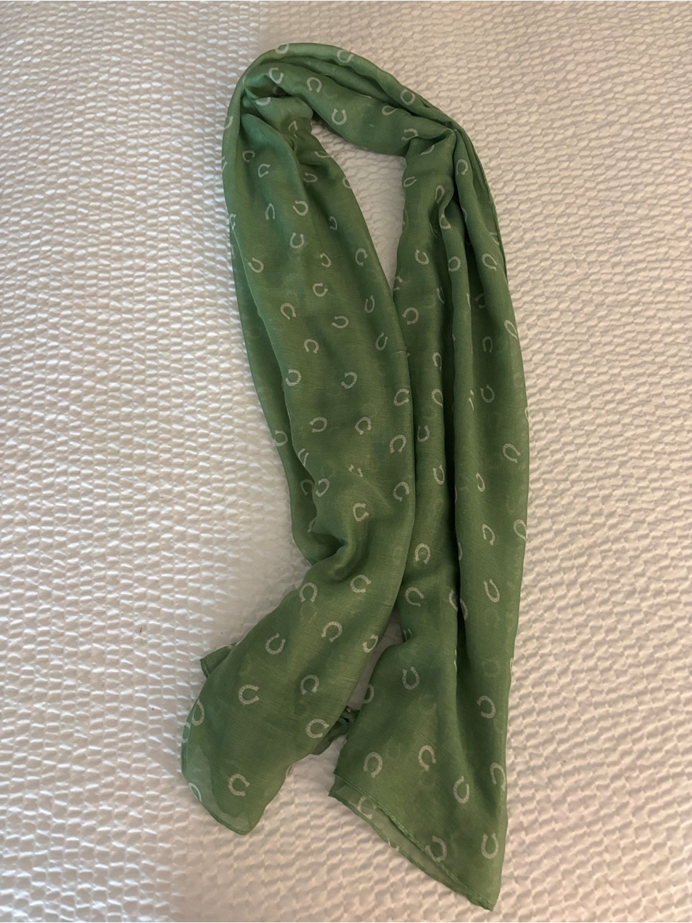 Green Lightweight Patterned Western Horseshoe Women's Scarf